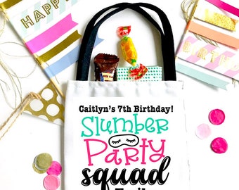 Slumber Party Birthday Favor Bag. EMPTY Birthday Party Favor Bag, Children's Birthday Party favor Bag.