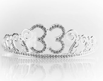 33rd Birthday Tiara, Birthday Headband, 33rd Birthday Party Tiara