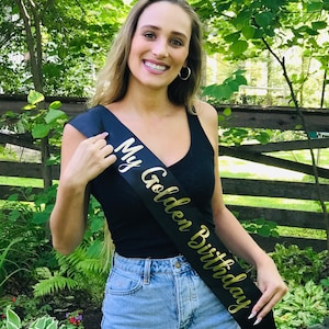 Golden Birthday 4&quot; Satin Sash. Birthday Sash. Golden Birthday Satin Sash. Golden Birthday Gift. Double Faced Premium Satin Sash.