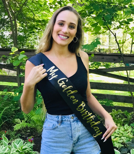 Golden Birthday 4" Satin Sash. Birthday Sash. Golden Birthday Gift. Double Faced Premium Satin Sash.
