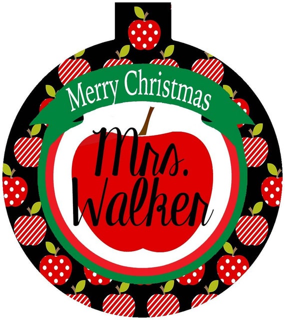 Personalised Teachers/' Christmas Apple Decoration//Gift with Embellishments red