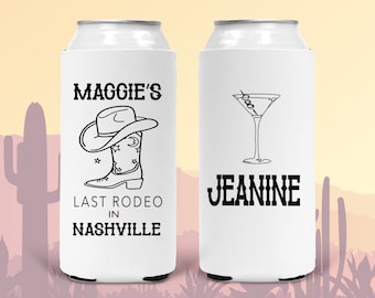Custom Cowgirl Can Cooler: Bachelorette, Birthday Party Favors