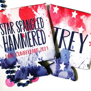 USA Party Huggers. Red White and Blue Party Favors! USA Bachelor Party Gifts. America Birthday Party Favors. Bachelorette Weekend Huggers.