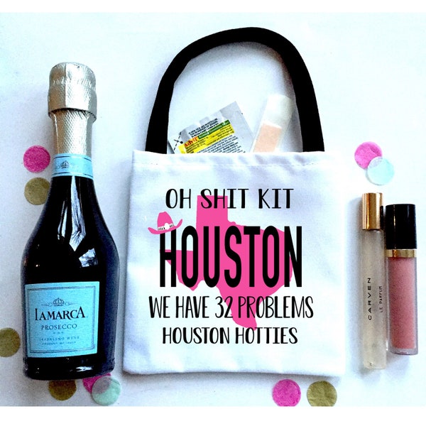 Houston Party Favor Bags. Houston Bachelorette or Girls weekend Oh Shit Kits! Houston Bachelorette bag. Custom Houston Hangover Bag.