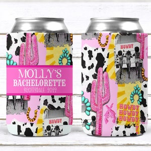 Cowgirl theme Bachelorette or Birthday Slim Can Favors. Personalized Austin or Nashville Party. Custom Disco Cowgirl Party Favors.