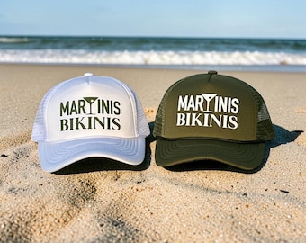 martinis bikinis Trucker Hats | Bachelorette or Birthday party favors