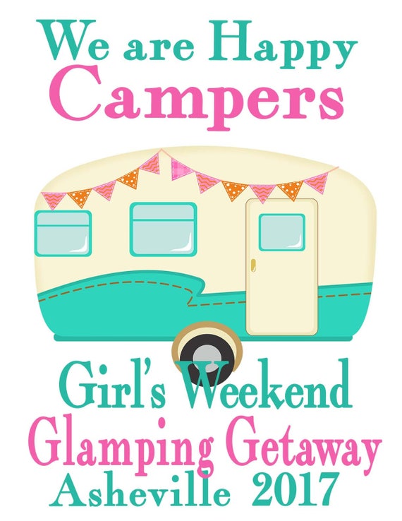 Happy Camper Tote bag Mountain Girl's weekend Party Favor Bag Glamping Party Totes. Bachelorette or Girls Weekend Totes
