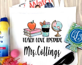 Teacher Tote bag. Great teacher gift! Student teacher Graduation present! Personalized teacher Gift. Custom Teacher book bag!