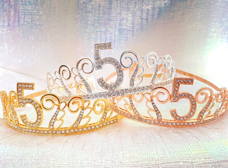 5th Birthday tiara, 5th Birthday Gift, 5th Birthday Party Tiara, 5 Birthday Crown, 5th Birthday Party Decoration, 5 year old girl gift Bild 2