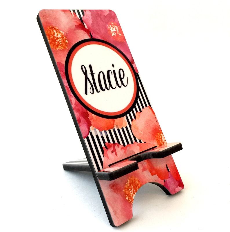Floral Cell Phone Stand. Personalized Cell Phone Stand Custom Etsy