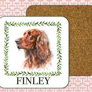Irish Setter Coasters. Custom Red Setter Gifts! Personalized Irish Setter gifts! Irish Setter Mom gift! Irish Setter Dog gifts!