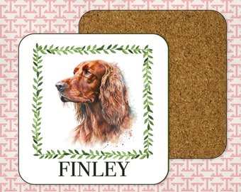 Irish Setter Coasters. Custom Red Setter Gifts! Personalized Irish Setter gifts! Irish Setter Mom gift! Irish Setter Dog gifts!