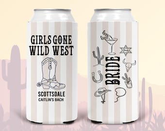 Custom Cowgirl Bachelorette Can Coolers, Western Party Favors
