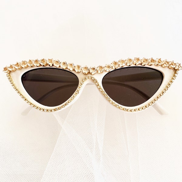 Bride Sunglasses | Bachelorette Party Glasses | Bling Bride Sunglasses | Engagement Party Glasses | Cat Eye Bedazzled Bachelorette Glasses