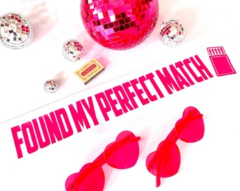 Perfect Match Party Sash. Perfect Match Bachelorette Sash. Bachelorette Perfect Match Party Premium Satin Sash. Perfect Match Bride sash.