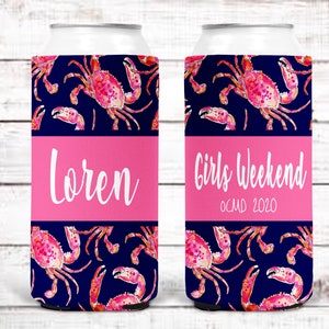 Crab Party Huggers. Bachelorette or Birthday Beach Favors. Crab theme Favors. OCMD Beach Vacation! Skinny Can Crab Boil Favors