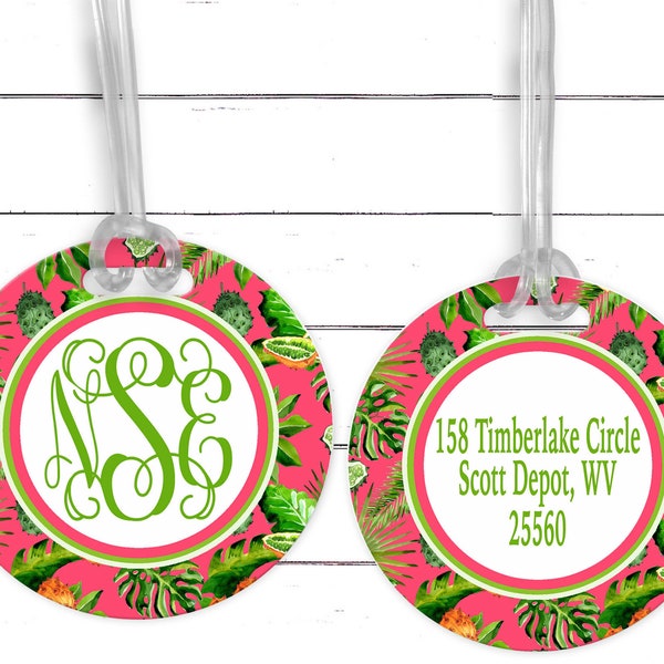 Personalized luggage tag. Tropical Birthday or Bridesmaids gift. Diaper Bags too! Beach Vacation luggage tags. Beach Bachelorette!