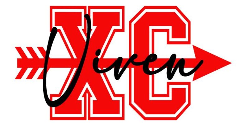 May include: A red and white graphic with the text "XC Vixen" in a stylized font. The "XC" is in a bold, blocky font, and the word "Vixen" is in a cursive script. An arrow design is on the left.