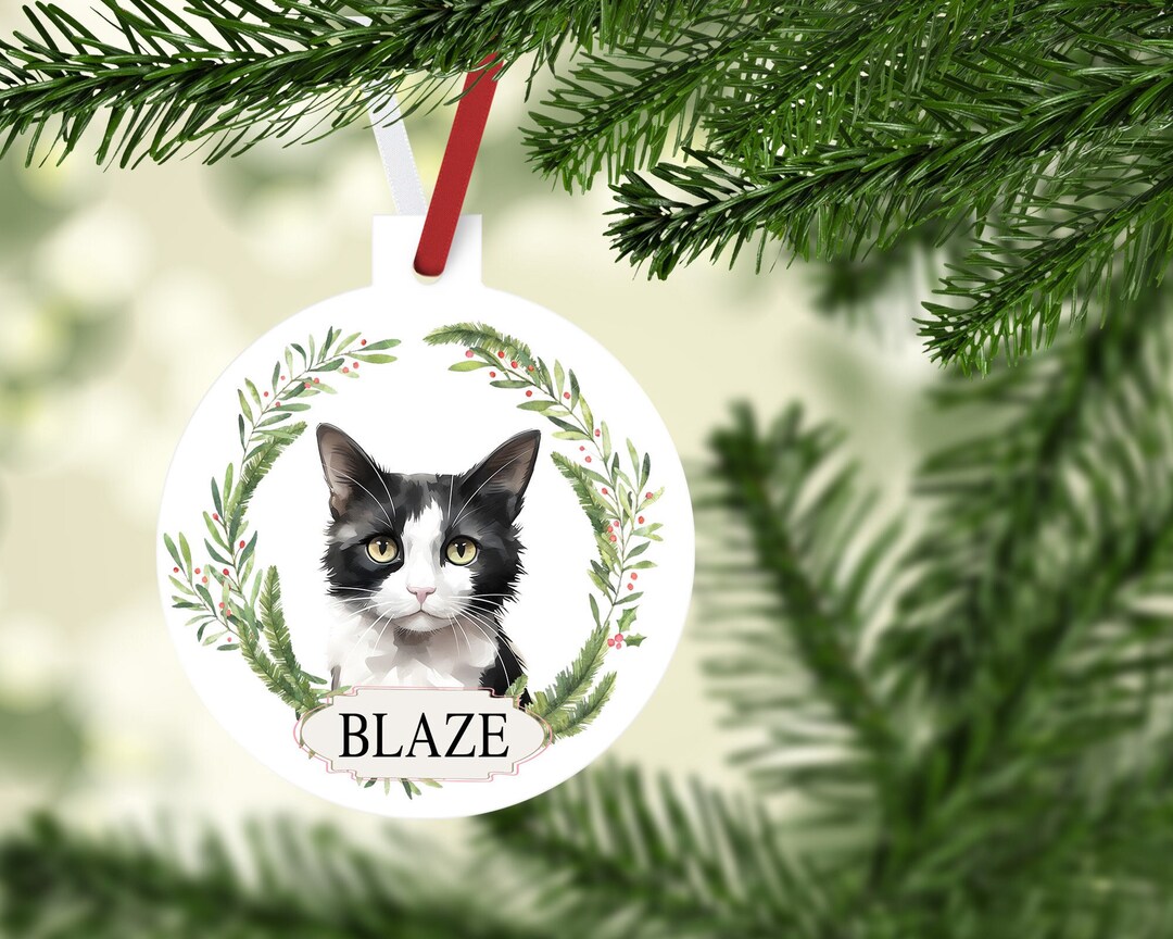 Black and White Cat Ornament. Tuxedo Cat Gift! Personalized Felix Cat ...
