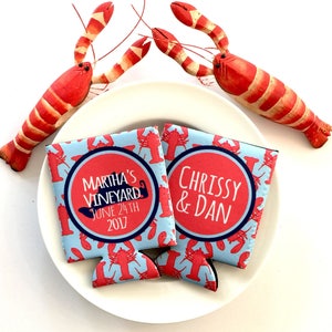 Lobster Party Huggers. Bachelorette or Birthday Lobster Coolies. Lobster Party Favors. Lobster Family Vacation or Wedding favors.