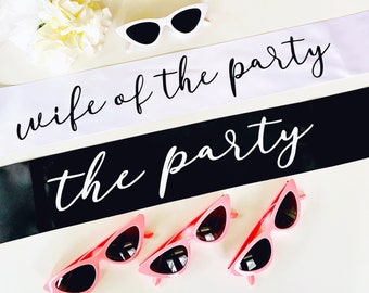 Wife of the Party 4" Glitter vinyl Satin Sash. Bride to Be Sash with Glitter. Bridal Shower Sash! Bachelorette Sash! Engagement Party Sash!