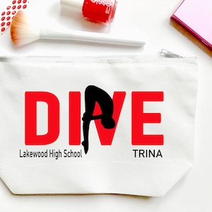 Dive Make Up bag. Custom Diver bag. Personalized Dive Team Bag. Dive Mom Gift! Great Dive Team Coach Gift. Dive Gift.Girls Dive Bag.