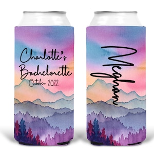Mountain Party Can Huggers. Mountain Bachelorette or Birthday Favors. Girls Weekend Favors. Camping Bachelorette Party! Mountain Wedding