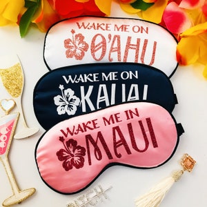 Glitter Hawaii Sleep Mask! Maui, Oahu or Kauai Bachelorette or Birthday party FAVORS. Perfect addition to the hangover bags!