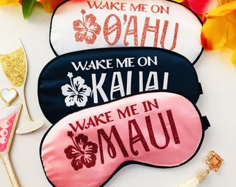 Glitter Hawaii Sleep Mask! Maui, Oahu or Kauai Bachelorette or Birthday party FAVORS. Perfect addition to the hangover bags!