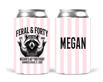 Forty and Feral Party Gifts. Personalized Racoon Favors.