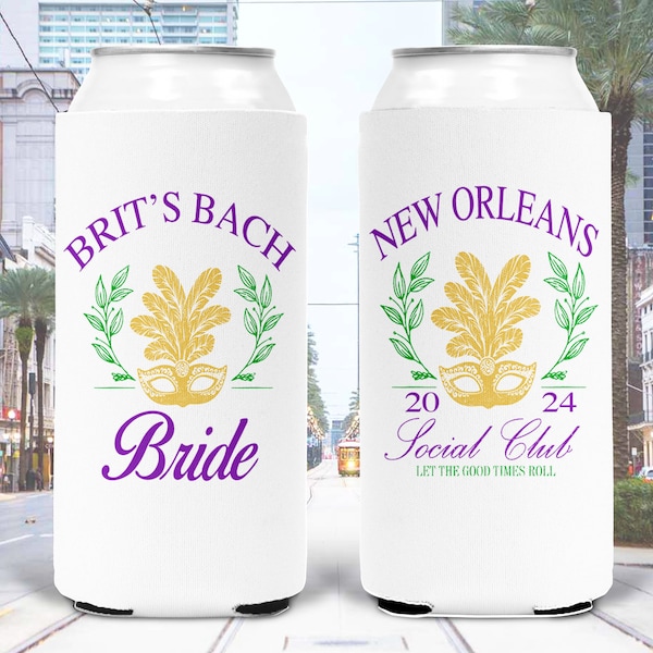 New Orleans Party. NOLA Bachelorette or Birthday Party Hugger. Slim Can New Orleans Party Favors. Personalized New Orleans Hugger!