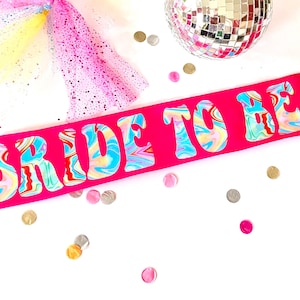Disco Party 4&quot; Satin Sash. Glitter Disco Bride Sash. Disco Bachelorette Sash! Disco Cowgirl Party Sash! Retro 70&#39;s Bachelorette Party!
