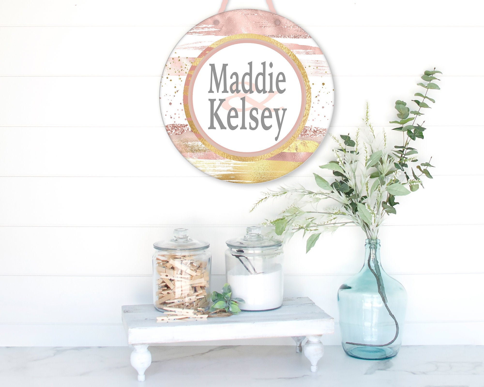 Blush and Gold Personalized Room Sign