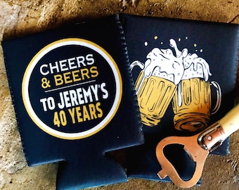 Beers and Cheers Party huggers. 21 30 40 50 Beer Birthday Favors! Bachelor Party Gifts. Cheers and Beers Party favors. Birthday Party favors