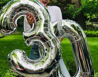 Number Balloons | Birthday Party Decoration | Any Birthday Balloons | Large 34" Foil Birthday Party Balloon | Number Party Balloons