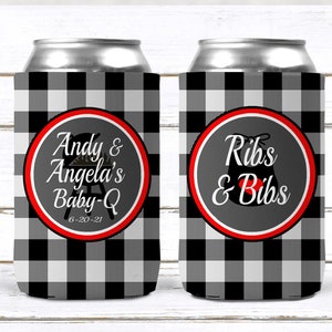 Baby Q Baby Shower Ribs and Bibs! BBQ Baby Shower Favors. Baby Shower Favors. Gender Reveal Party Favors. Personalized Baby Q Coolies!