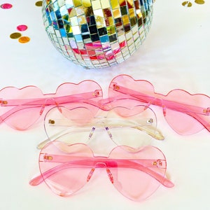 Rimless Heart Sunglasses | Birthday Party Favors! | 90s theme | Bachelorette Party Sunglasses | disco Party Favors | Bride Sunglasses