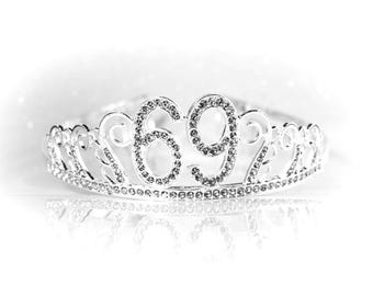 69th Birthday tiara, 69 Birthday Crown, Birthday Party Decoration,