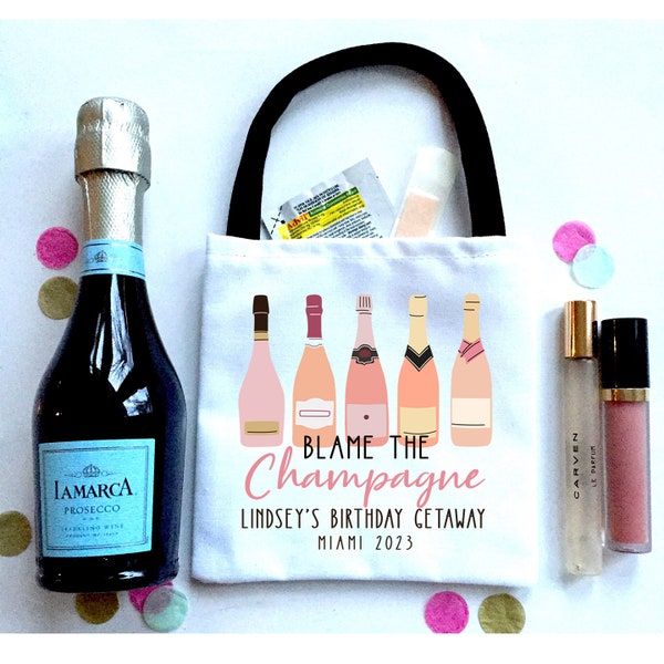 Champagne Party Bag. Champagne Party Oh Shit Kits! EMPTY Champagne Hangover Kit. Bachelorette or Wedding Favor Bags, Party welcome Bag.