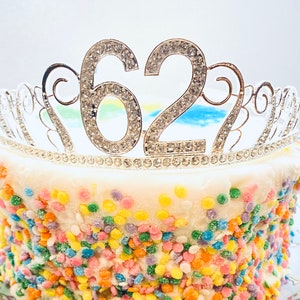 62 Birthday tiara, Birthday Headband, 62 Birthday Party Tiara, 62 Birthday Crown, 62nd Birthday Party Decoration, 62 gift & cake topper!