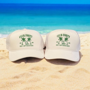 Birthday Club Trucker Hats | beach Birthday Hat | Beach Bachelorette or Birthday party favors | 30 40 50 60 Birthday hats