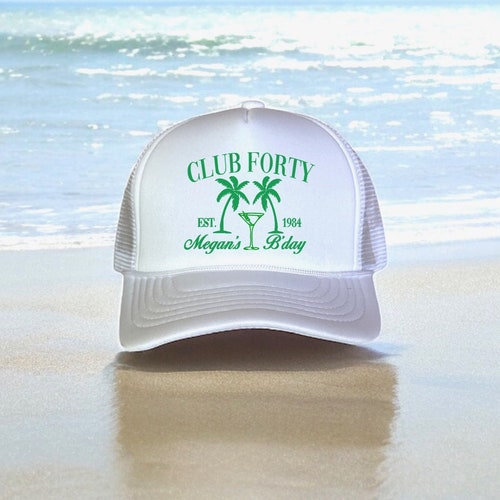 Social Club Trucker Hats | beach Birthday Hat | Beach Bachelorette or Birthday party favors | Jamaica, Punta Cana | Palm Springs