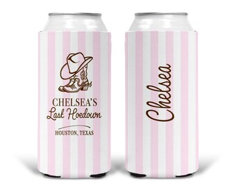 Custom Cowgirl Bachelorette Can Coolers, Western Birthday Party Favors