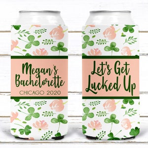 Lucky in Love Bachelorette. St Patrick's Day Party Favors. St Patricks Bachelorette. Irish Party Favors. Personalized Can Coolers!