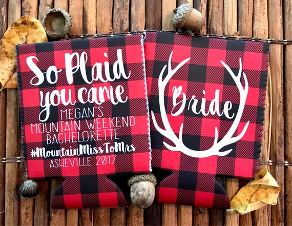 Red Plaid Antler Party Huggers Plaid Bachelorette Party Etsy