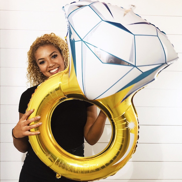 XL Ring Balloon | Bachelorette Party Decoration | Wedding Shower Balloon | 37" Large Foil Engagement Party Decor | Diamond Ring Balloon