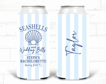 Coastal Bachelorette or Birthday. Seashells and Wedding Bells. Personalized Party Favors.