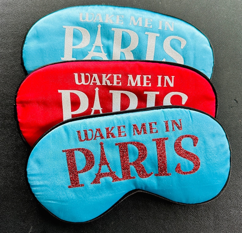 paris sleep mask, paris vacation gifts, paris party favors