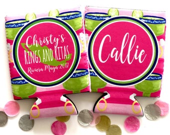 Rings and Ritas Bachelorette or Birthday Party Huggers. Tropical Bachelorette Party Huggers. Bachelorette Fiesta Party Favors.