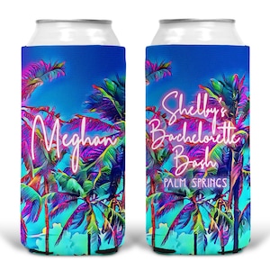 Neon Tropical Theme. Miami, Key West, Jamaica favors. Personalized Palm Springs Bachelorette. Neon Birthday or Bachelorette Beach Favors